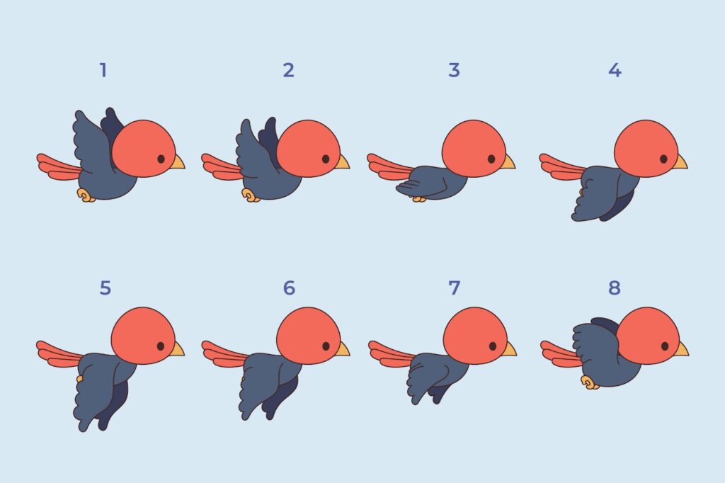 Animation of bird flying